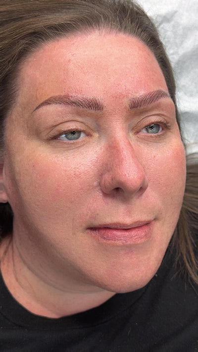 Freshly done ombré or combo brows immediately after treatment, Murphy TX
