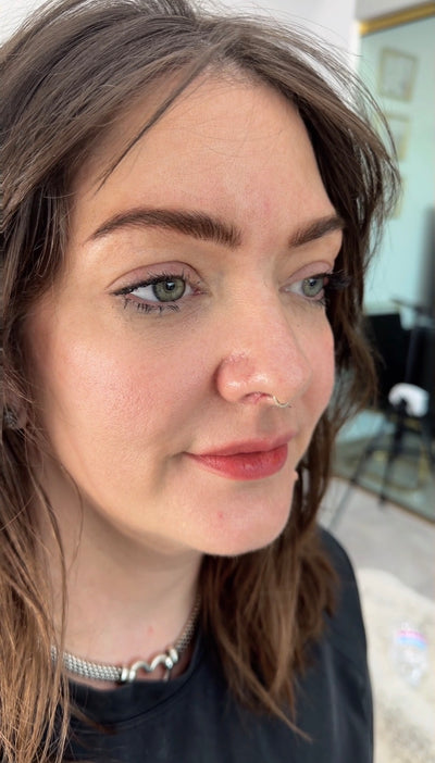 Client with natural-looking permanent makeup brows, Murphy TX