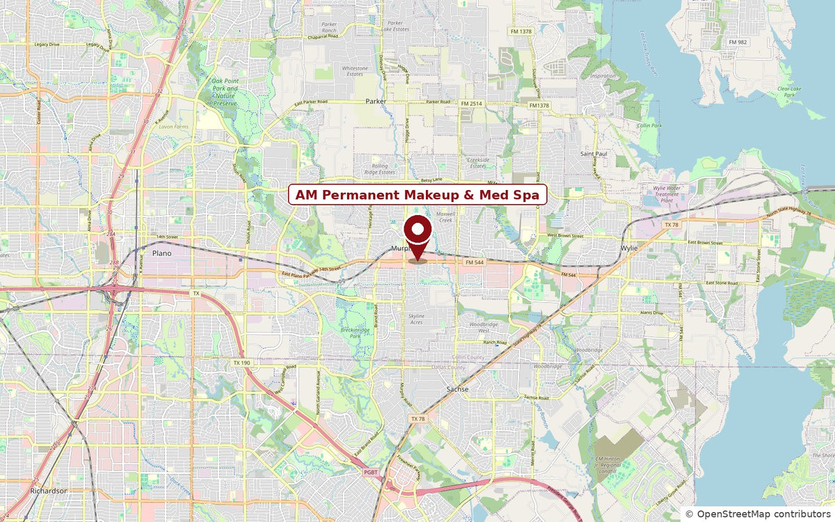 Map showing AM Permanent Makeup & Med Spa at 208 FM 544, Murphy, TX